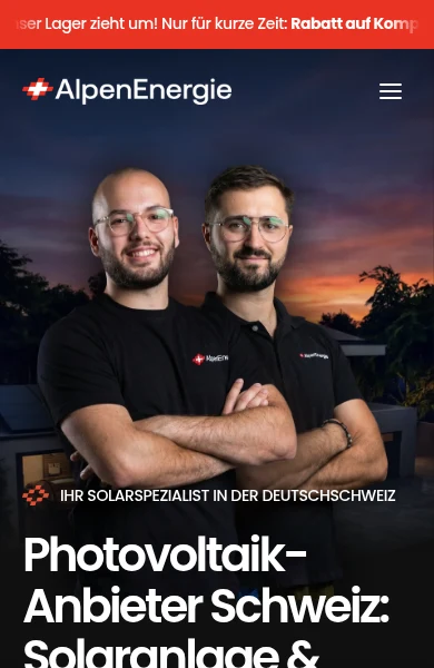 Mobile-Ansicht der AlpenEnergie-Website