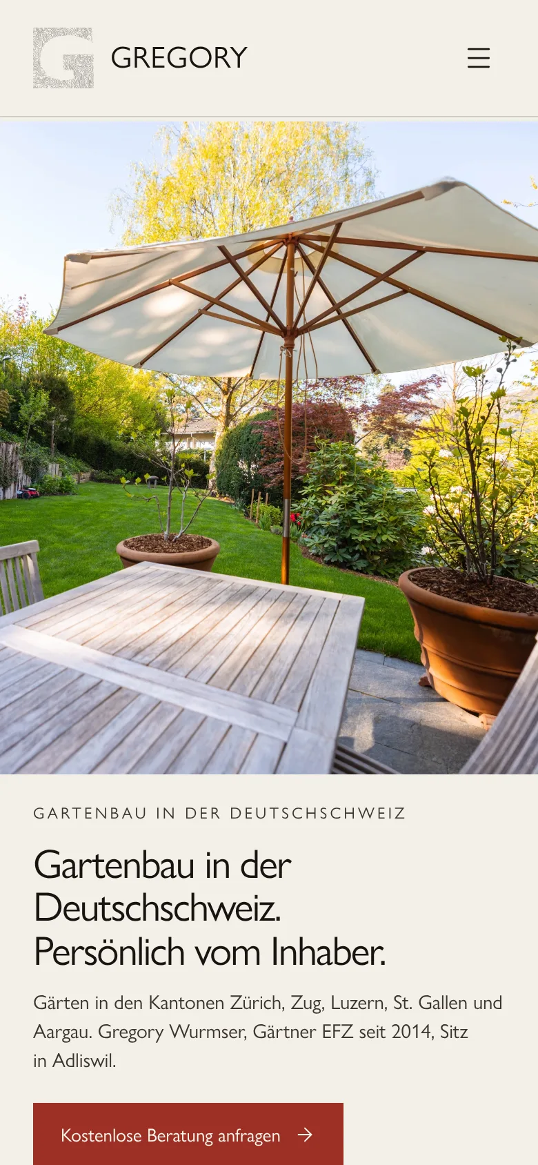 Startseite von gregory.swiss auf dem Handy