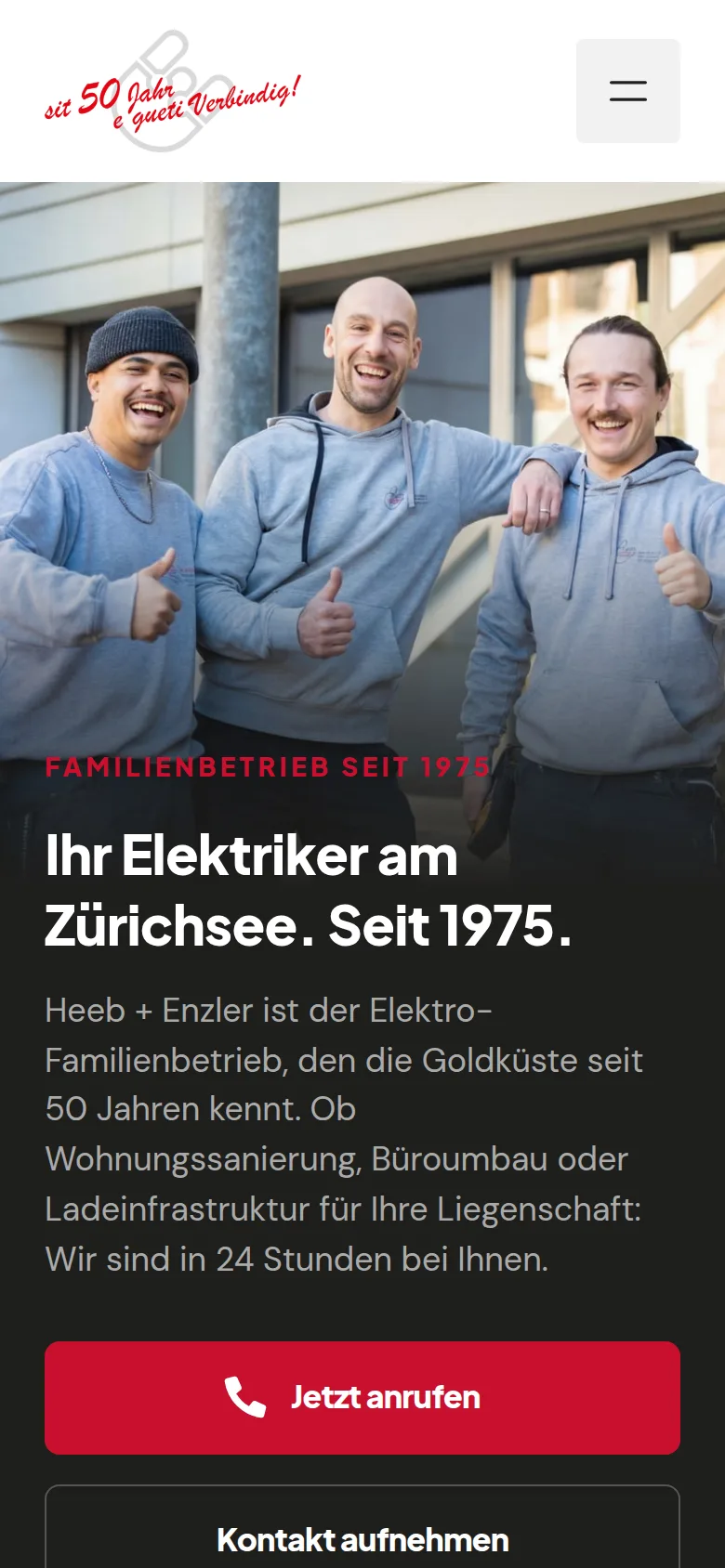 Startseite von heeb-enzler.ch auf dem Handy