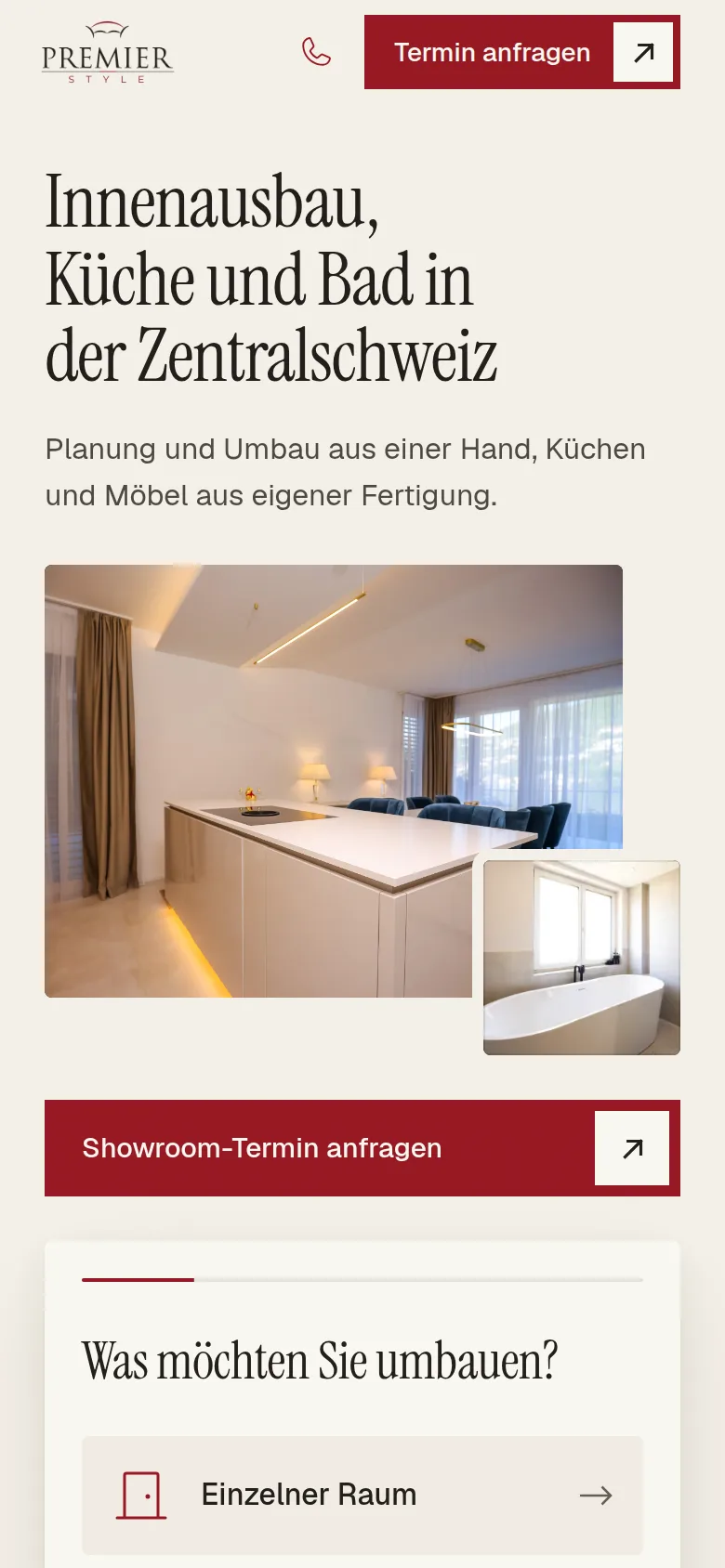 Startseite von premierstyle.ch auf dem Handy